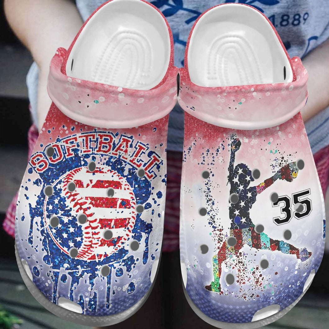 Clog Softball Personalized Personalize Clog, Custom Name, Text, Fashion Style For Women, Men, Kid, Print 3D Softball - Love Mine Gifts