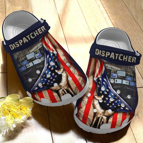Clog Dispatcher Personalized Clog, Custom Name, Text Us Dispatcher Flag, Fashion Style For Women, Men, Kid, Print 3D - Love Mine Gifts