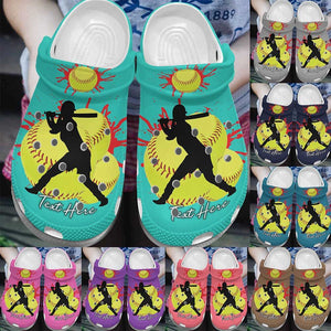 Clog Softball Personalize Clog, Custom Name, Text, Fashion Style For Women, Men, Kid, Print 3D Whitesole Softball Lovers - Love Mine Gifts