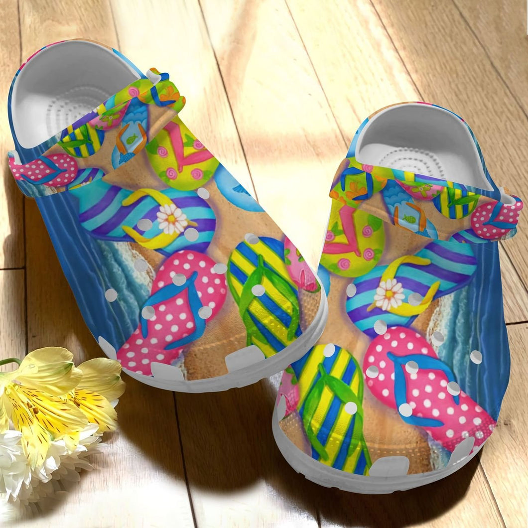 Clog Flip Flop Personalize Clog, Custom Name, Text, Fashion Style For Women, Men, Kid, Print 3D Flip Flop Love Beach - Love Mine Gifts