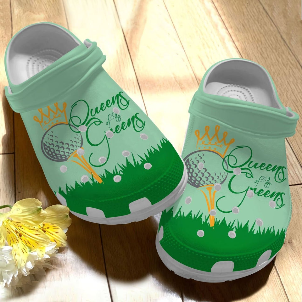 Golf Personalize Clog, Custom Name, Text, Fashion Style For Women, Men, Kid, Print 3D Whitesole Queen Of The Green