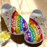 Autism Personalize Clog, Custom Name, Text, Fashion Style For Women, Men, Kid, Print 3D Whitesole Be Kind In This World