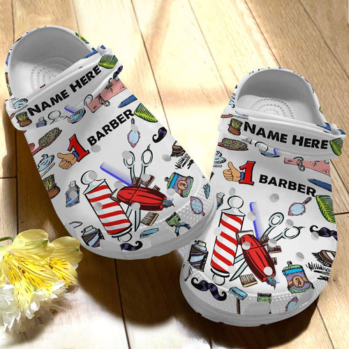 Clog Hairstylist Personalize Clog, Custom Name, Text, Fashion Style For Women, Men, Kid, Print 3D 1St Barber - Love Mine Gifts
