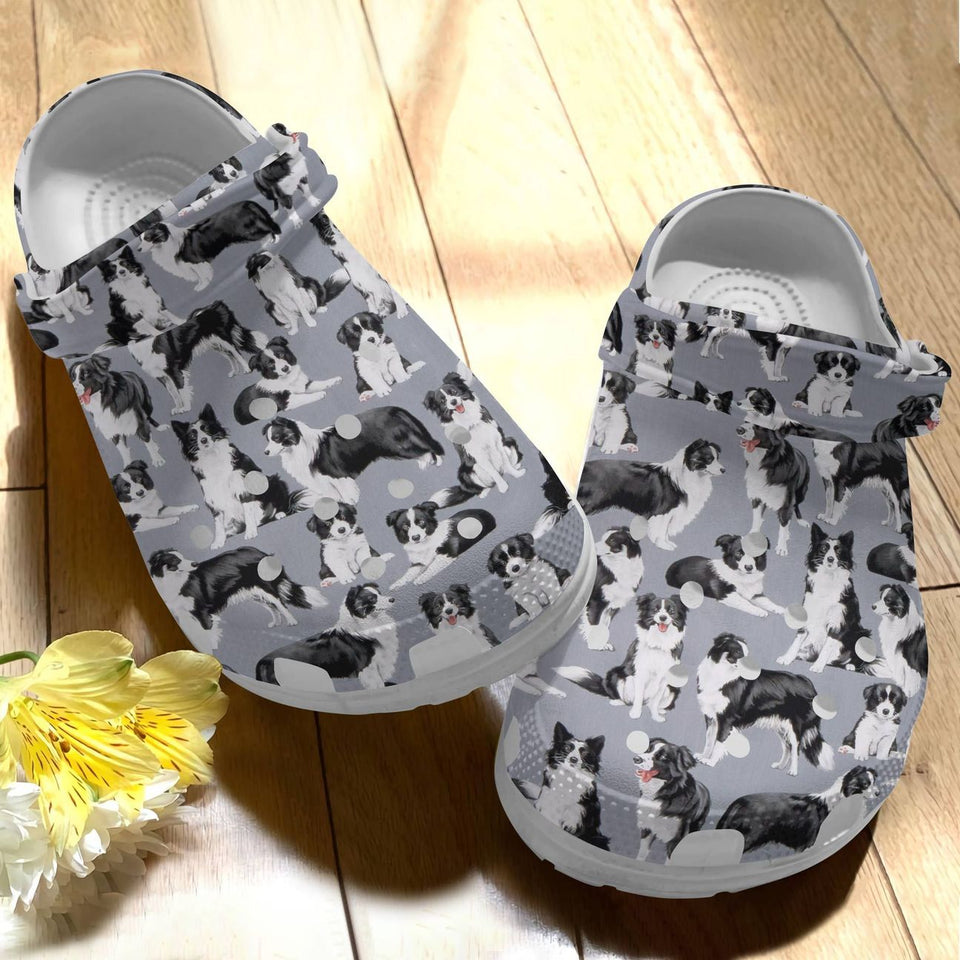 Clog Dog Personalize Clog, Custom Name, Text, Fashion Style For Women, Men, Kid, Print 3D Border Collie V4 - Love Mine Gifts