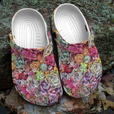 Clog Succulent Personalize Clog, Custom Name, Text, Fashion Style For Women, Men, Kid, Print 3D Whitesole Lovely Succulents - Love Mine Gifts