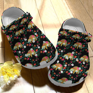 Clog Sloth Personalize Clog, Custom Name, Text, Fashion Style For Women, Men, Kid, Print 3D Whitesole Lazy 1 - Love Mine Gifts