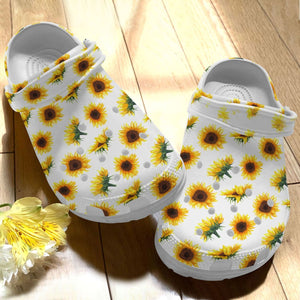 Clog Sunflower Personalize Clog, Custom Name, Text, Fashion Style For Women, Men, Kid, Print 3D Sunflower Pattern - Love Mine Gifts