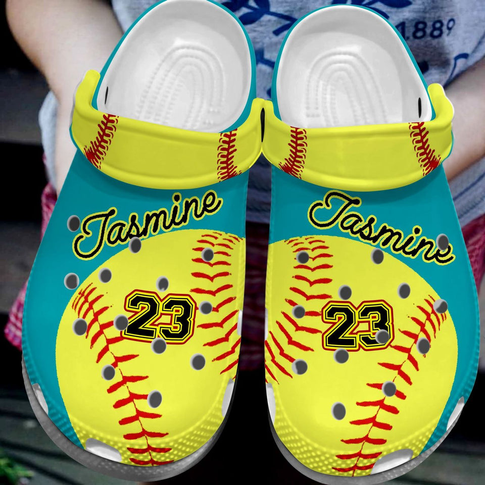 Clog Softball Personalize Clog, Custom Name, Text, Fashion Style For Women, Men, Kid, Print 3D Softball Is In My Heart - Love Mine Gifts
