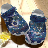 Cat Personalize Clog, Custom Name, Text, Fashion Style For Women, Men, Kid, Print 3D Whitesole Starry Cat