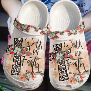 Clog God Personalize Clog, Custom Name, Text, Fashion Style For Women, Men, Kid, Print 3D Whitesole Walk By Faith - Love Mine Gifts
