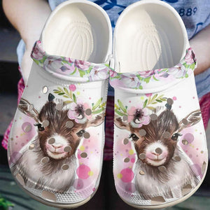 Clog Goat Personalize Clog, Custom Name, Text, Fashion Style For Women, Men, Kid, Print 3D Whitesole Be Happy - Love Mine Gifts