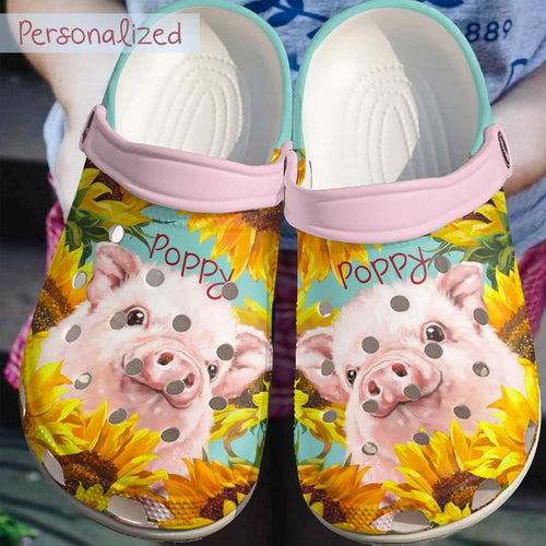 Pig Personalize Clog, Custom Name, Text, Fashion Style For Women, Men, Kid, Print 3D Whitesole Personalized Girl In The Sun