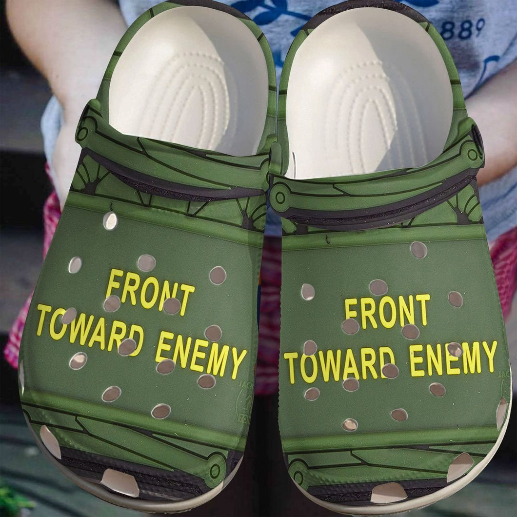 Armed Personalize Clog, Custom Name, Text, Fashion Style For Women, Men, Kid, Print 3D Whitesole Front Toward Enemy
