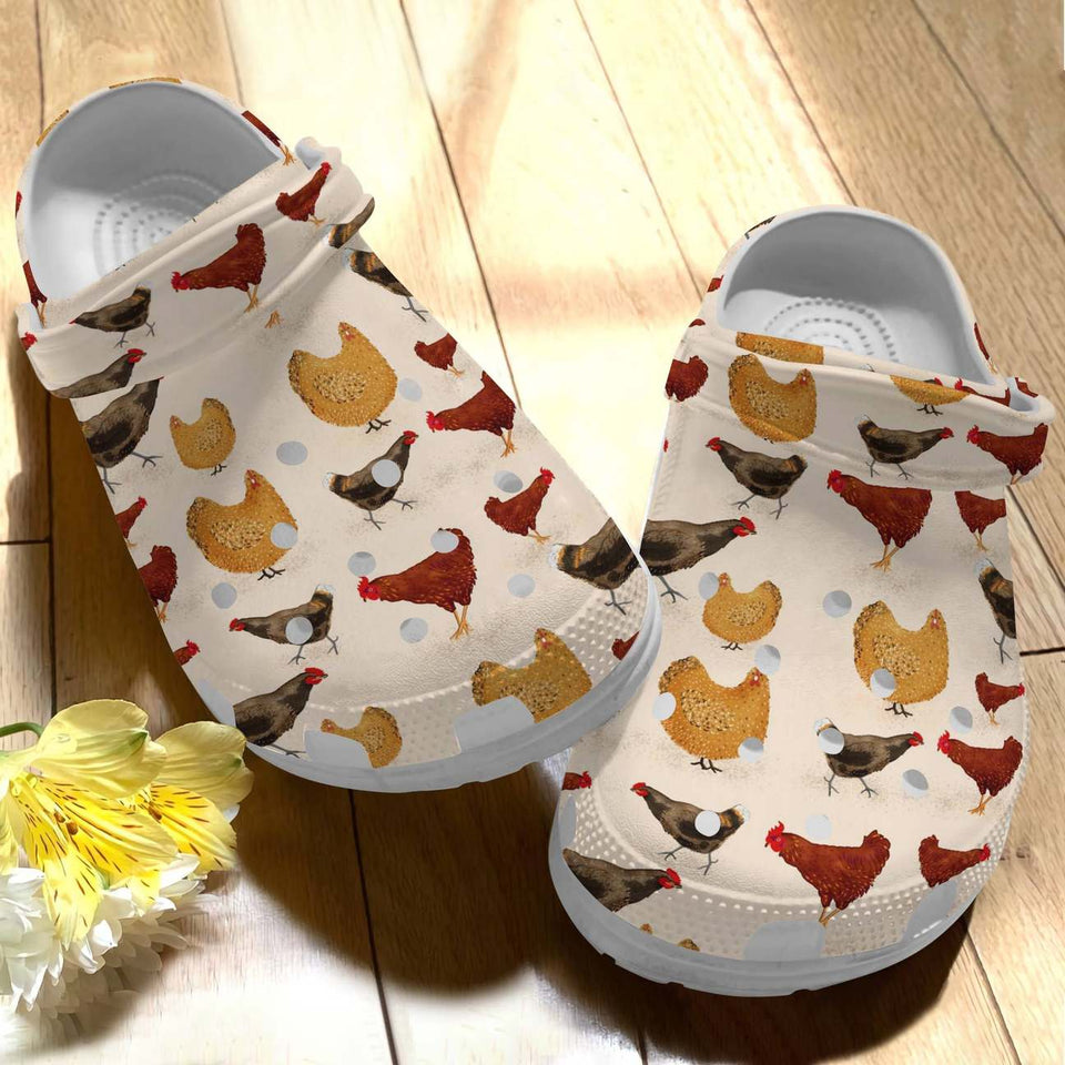 Clog Farm Personalize Clog, Custom Name, Text, Fashion Style For Women, Men, Kid, Print 3D Chicken V3 - Love Mine Gifts