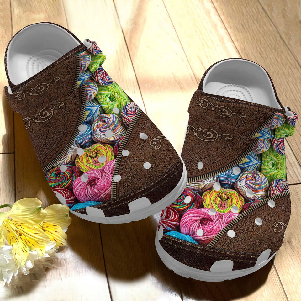 Clog Crochet Personalize Clog, Custom Name, Text, Fashion Style For Women, Men, Kid, Print 3D Crochet Love - Love Mine Gifts