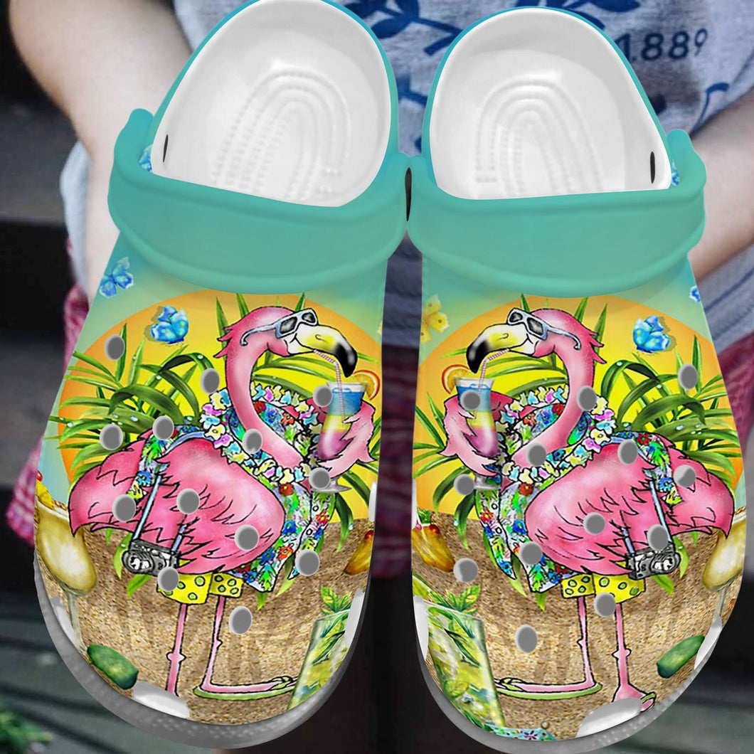 Clog Flamingo Personalize Clog, Custom Name, Text, Fashion Style For Women, Men, Kid, Print 3D Beach Day - Love Mine Gifts