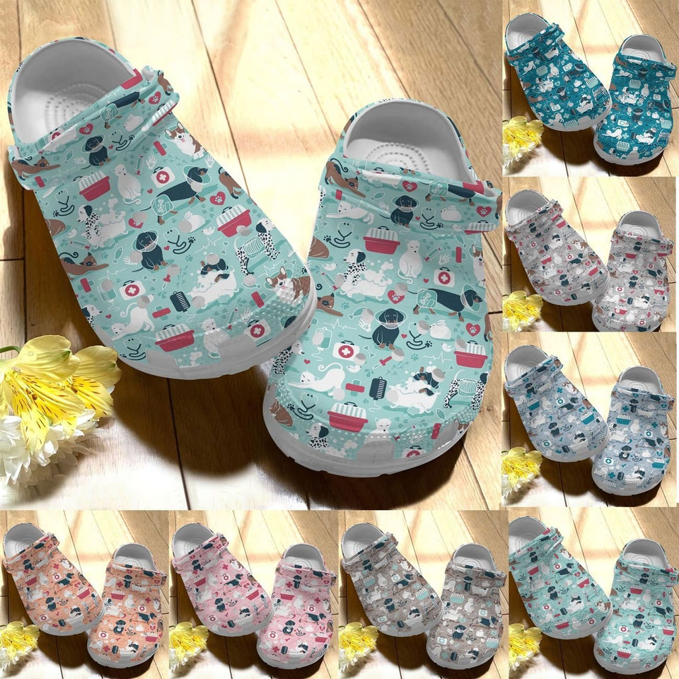 Clog Vet Tech Personalize Clog, Custom Name, Text, Fashion Style For Women, Men, Kid, Print 3D Color Series - Love Mine Gifts