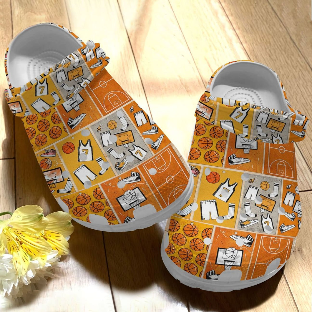 Clog Basketball Personalize Clog, Custom Name, Text, Fashion Style For Women, Men, Kid, Print 3D Whitesole Pattern - Love Mine Gifts