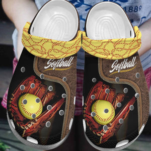 Clog Softball Personalize Clog, Custom Name, Text, Fashion Style For Women, Men, Kid, Print 3D Whitesole Softball Passion - Love Mine Gifts
