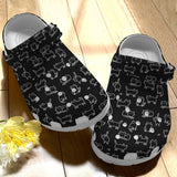 Clog Cat Personalize Clog, Custom Name, Text, Fashion Style For Women, Men, Kid, Print 3D Whitesole Black Cat Pattern - Love Mine Gifts