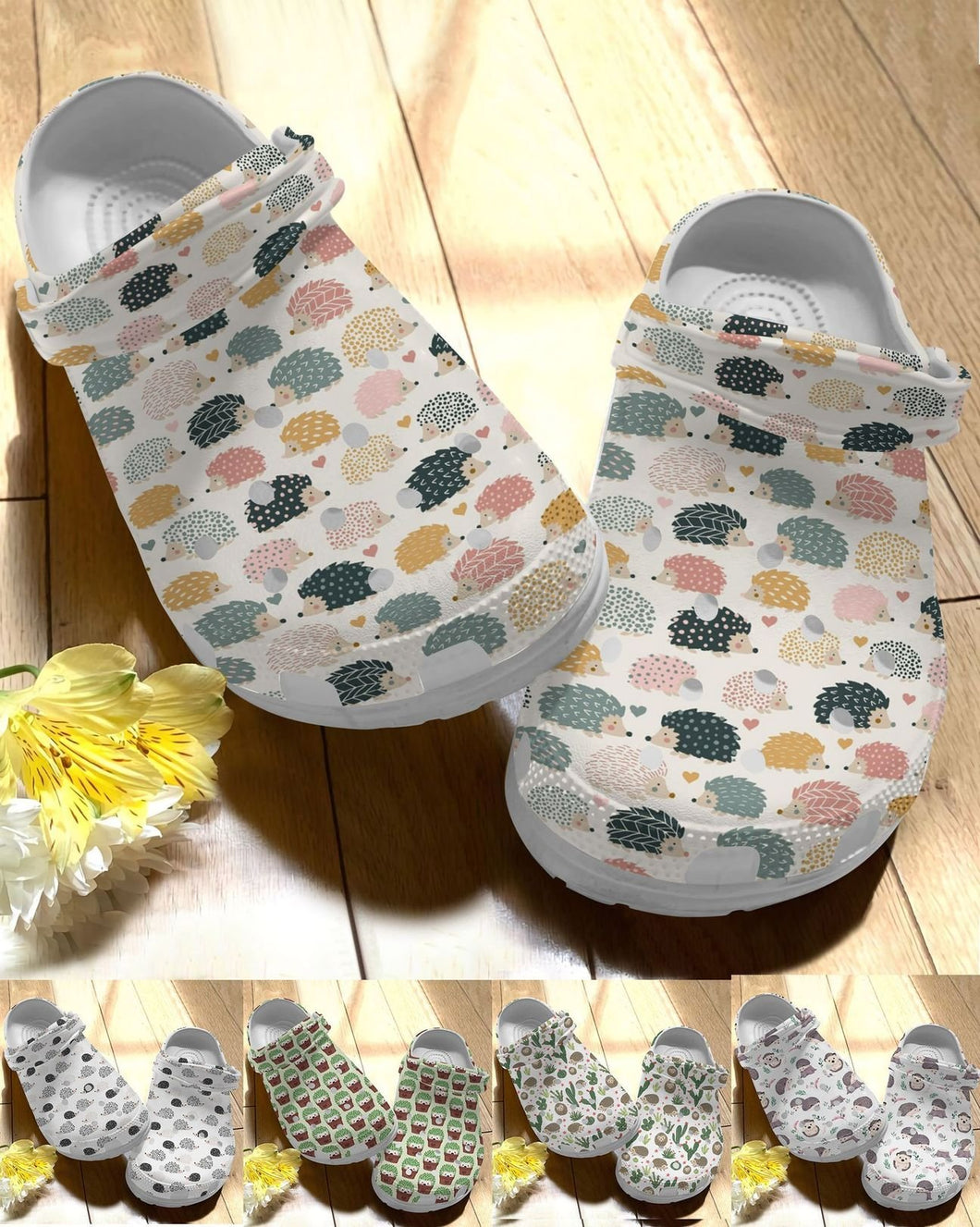Clog Hedgehog Personalize Clog, Custom Name, Text, Fashion Style For Women, Men, Kid, Print 3D Lovely Hedgehog 5 Colors - Love Mine Gifts