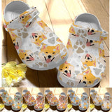 Clog Shiba Inu Personalize Clog, Custom Name, Text, Fashion Style For Women, Men, Kid, Print 3D Whitesole Colorful Pattern - Love Mine Gifts