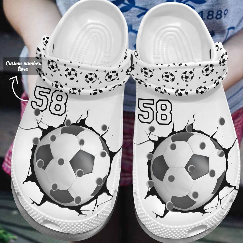 Clog Soccer Personalized Personalize Clog, Custom Name, Text, Fashion Style For Women, Men, Kid, Print 3D Whitesole Soccer Lover - Love Mine Gifts