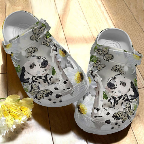 Clog Dog Personalized Clog, Custom Name, Text Dalmatian And Daisy, Fashion Style For Women, Men, Kid, Print 3D - Love Mine Gifts