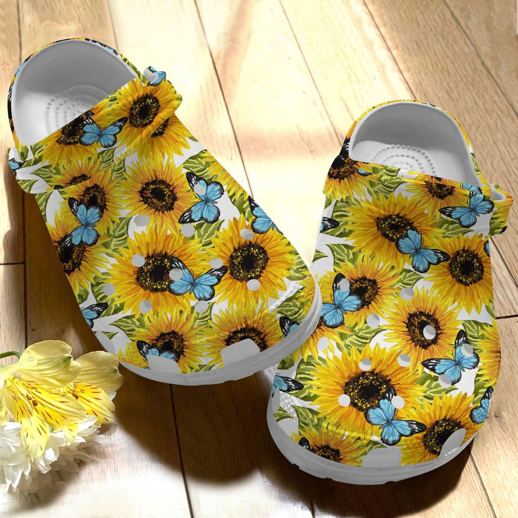 Clog Flower Personalize Clog, Custom Name, Text, Fashion Style For Women, Men, Kid, Print 3D Sunflower V2 - Love Mine Gifts