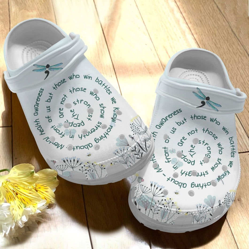 Mental Health Personalize Clog, Custom Name, Text, Fashion Style For Women, Men, Kid, Print 3D Whitesole Those Who Win
