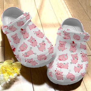 Clog Pig Personalize Clog, Custom Name, Text, Fashion Style For Women, Men, Kid, Print 3D Whitesole Pig Collection - Love Mine Gifts