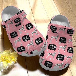 Dalmatian Personalize Clog, Custom Name, Text, Fashion Style For Women, Men, Kid, Print 3D Whitesole Woof-Woof