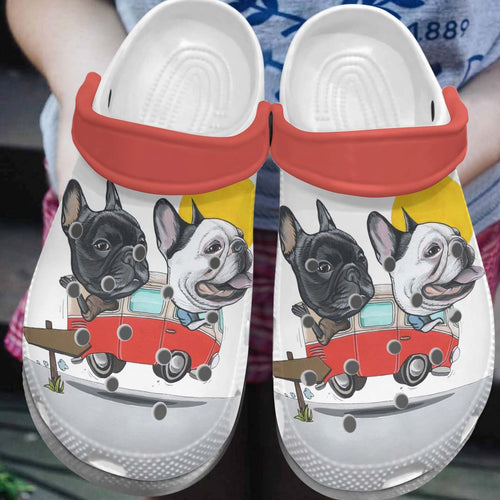 Clog Frenchbulldog Personalize Clog, Custom Name, Text, Fashion Style For Women, Men, Kid, Print 3D Bulldog On Camper - Love Mine Gifts