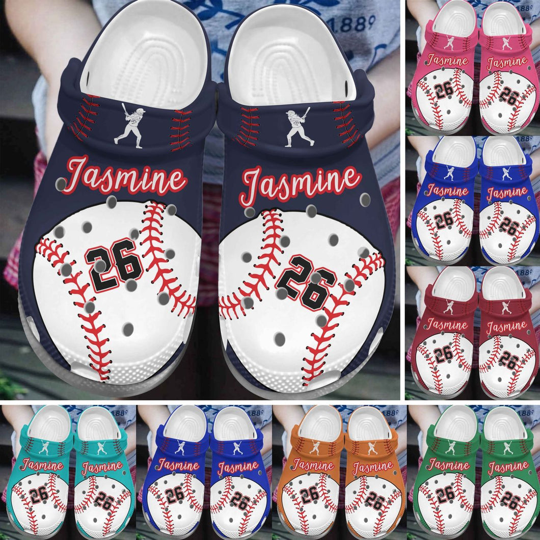 Clog Baseball Personalized Personalize Clog, Custom Name, Text, Fashion Style For Women, Men, Kid, Print 3D Whitesole Love Baseball - Love Mine Gifts