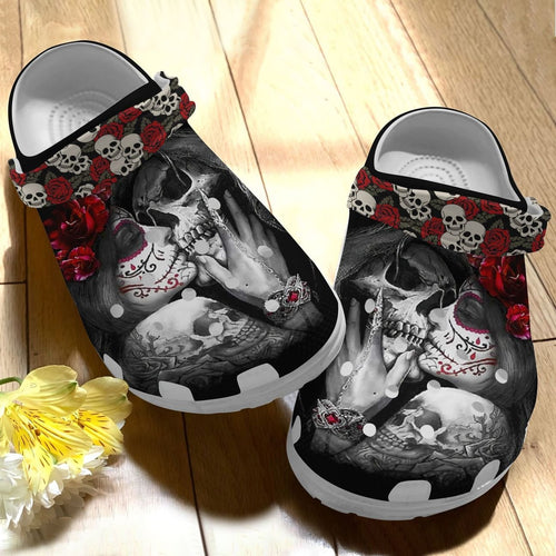 Clog Skull Personalize Clog, Custom Name, Text, Fashion Style For Women, Men, Kid, Print 3D The Lovers - Love Mine Gifts