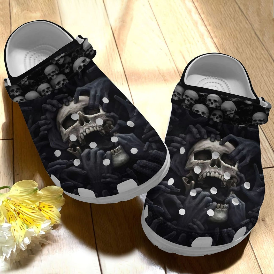 Clog Skull Personalize Clog, Custom Name, Text, Fashion Style For Women, Men, Kid, Print 3D 2.0 - Love Mine Gifts