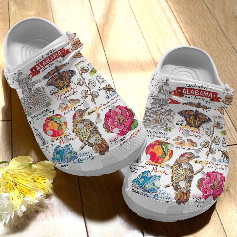 Clog Alabama State Personalize Clog, Custom Name, Text, Fashion Style For Women, Men, Kid, Print 3D Alabama State Pattern - Love Mine Gifts