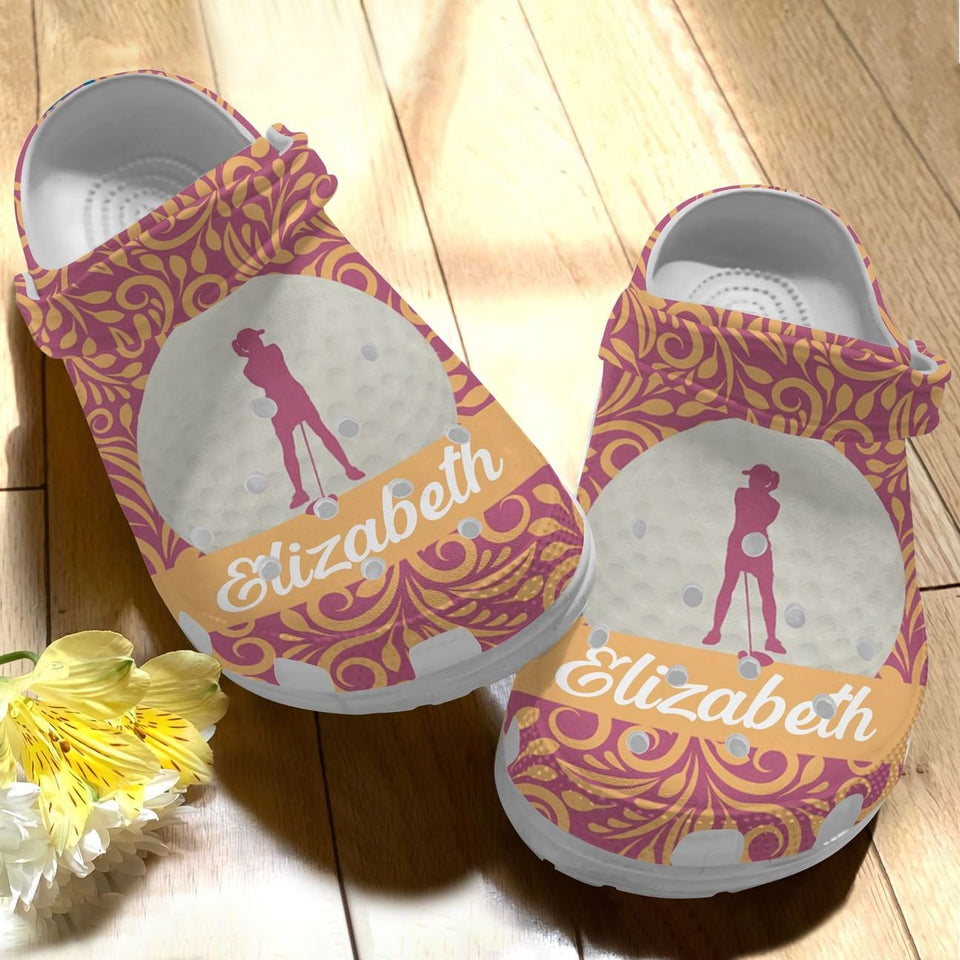 Clog Golf Personalized Personalize Clog, Custom Name, Text, Fashion Style For Women, Men, Kid, Print 3D Playing Golf - Love Mine Gifts