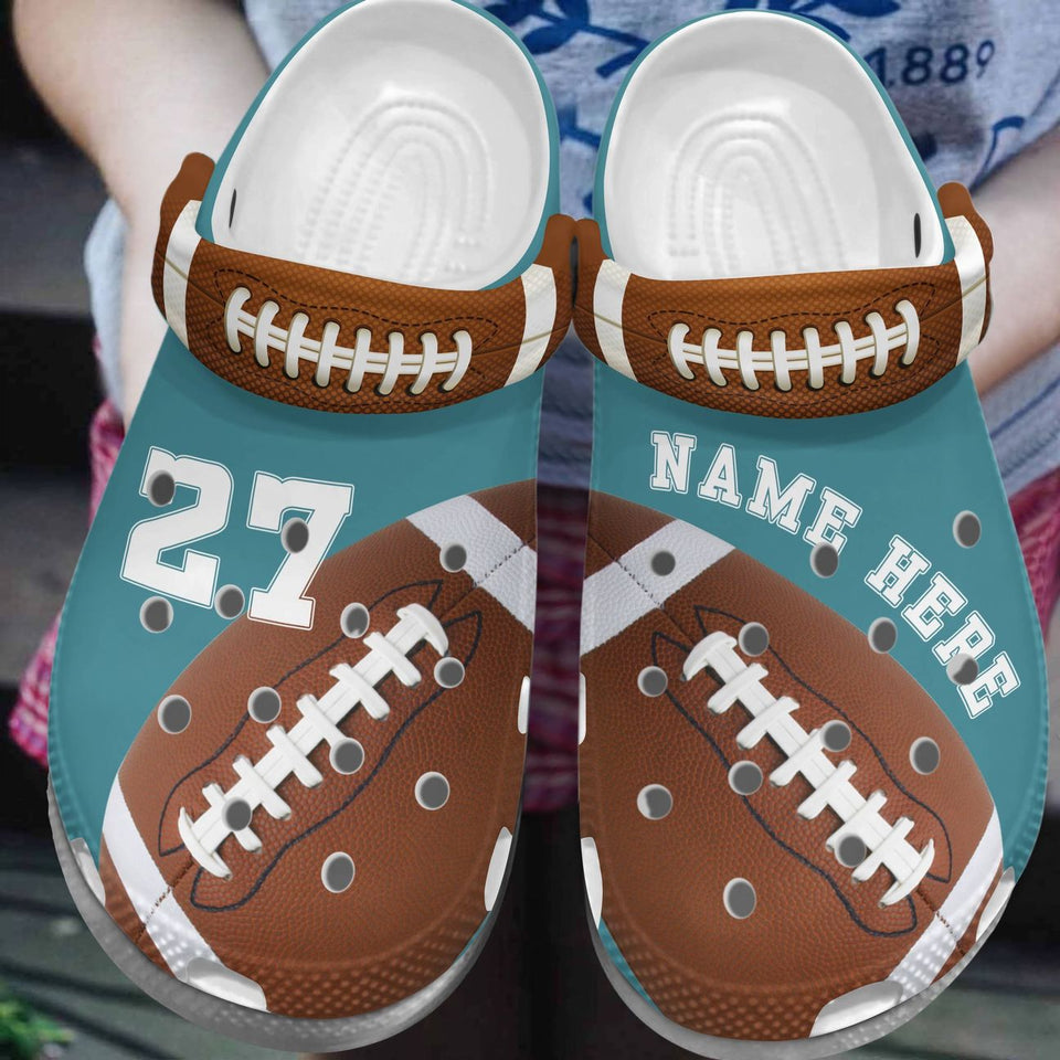 Clog American Football Personalized Personalize Clog, Custom Name, Text, Fashion Style For Women, Men, Kid, Print 3D Whitesole Love The Game - Love Mine Gifts