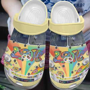 Clog Hippie Personalize Clog, Custom Name, Text, Fashion Style For Women, Men, Kid, Print 3D Whitesole Hippie Van - Love Mine Gifts