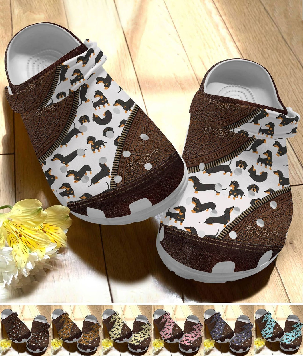 Clog Dachshund Personalize Clog, Custom Name, Text, Fashion Style For Women, Men, Kid, Print 3D Dachshund Pattern Collection - Love Mine Gifts
