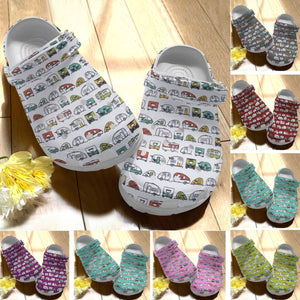 Clog Camping Personalize Clog, Custom Name, Text, Fashion Style For Women, Men, Kid, Print 3D Whitesole Camper Camper - Love Mine Gifts