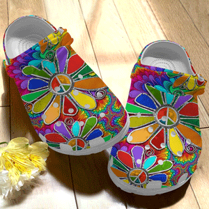 Clog Hippie Personalize Clog, Custom Name, Text, Fashion Style For Women, Men, Kid, Print 3D Hippie Flowers - Love Mine Gifts