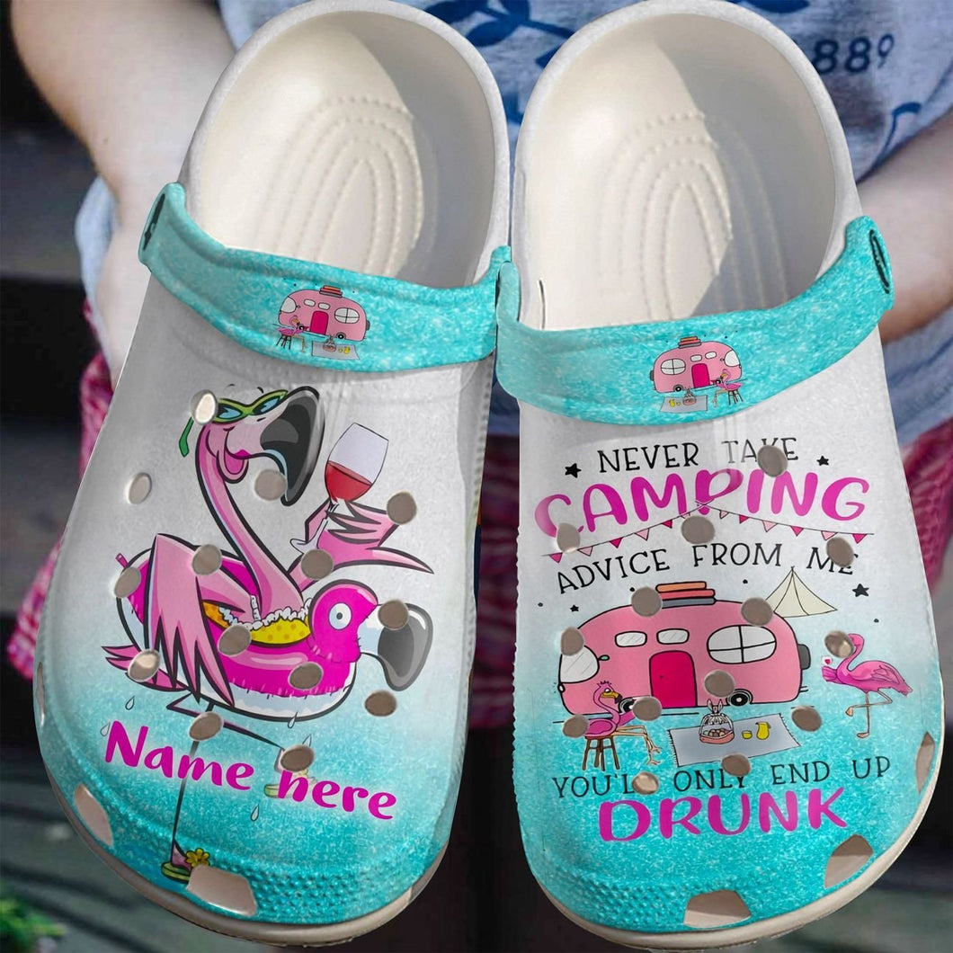 Clog Camping Personalize Clog, Custom Name, Text, Fashion Style For Women, Men, Kid, Print 3D Whitesole Personalized End Up - Love Mine Gifts