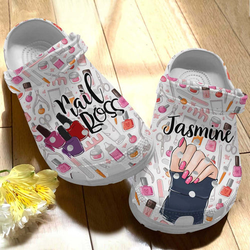 Clog Nail Technician Personalized Clog, Custom Name, Text Nail Boss, Fashion Style For Women, Men, Kid, Print 3D - Love Mine Gifts