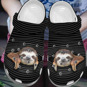 Clog Sloth Personalize Clog, Custom Name, Text, Fashion Style For Women, Men, Kid, Print 3D Whitesole Lovely Sloth - Love Mine Gifts