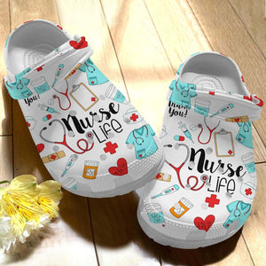 Clog Nurse Personalized Clog, Custom Name, Text Nurse Life Watercolor, Fashion Style For Women, Men, Kid, Print 3D - Love Mine Gifts