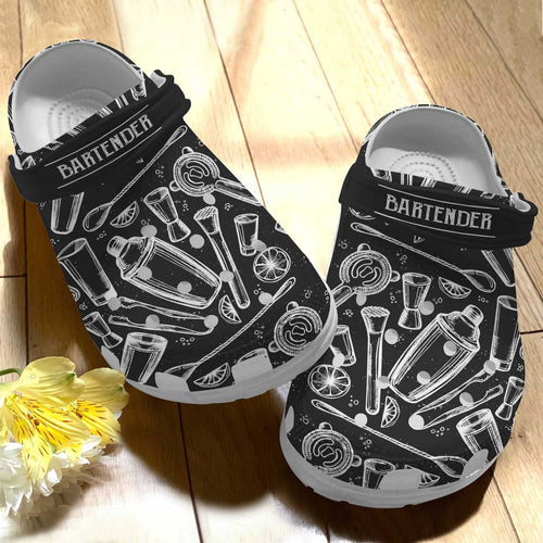 Clog Bartender Personalized Clog, Custom Name, Text Pattern, Fashion Style For Women, Men, Kid, Print 3D - Love Mine Gifts