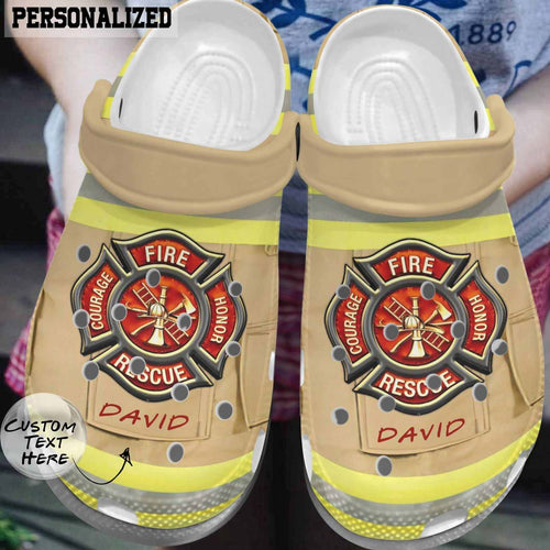 Firefighter Uniform, Personalize Clog, Custom Name Text Fashion Style For Women, Men, Kid