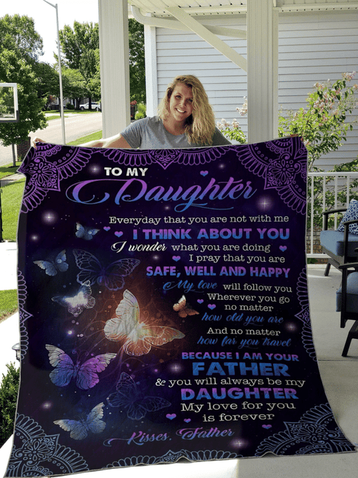Daughter- Dad 1 Day Left Fleece Blanket | Adult 60x80 inch | Youth 45x60 inch | Colorful | BK2852